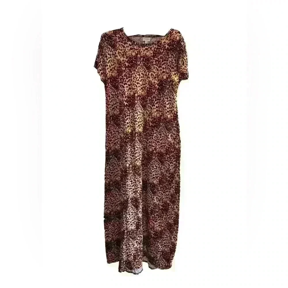 Lularoe Maria Medium Brown Cheetah Leopard Maxi Dress Size S - Picture 3 of 4